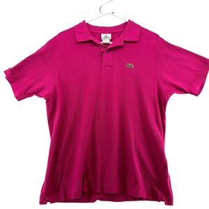 Lacoste Mens Short Sleeve Pique Polo Shirt Magenta Pink Size 5 Large 5191L